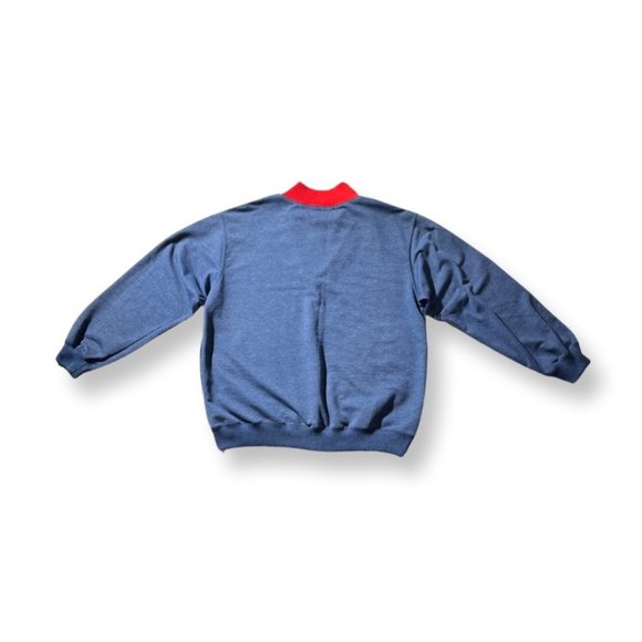 Vintage Grannycore Navy Blue and Red Turtleneck & Zip Collar Sweatshirt - Picture 6 of 9
